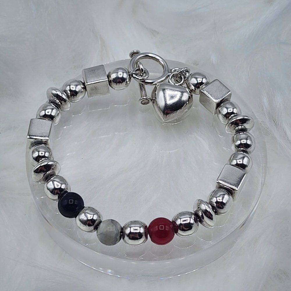 Rare Vintage Silpada Sterling Silver Charm Bracelet with Red, White, and Blue